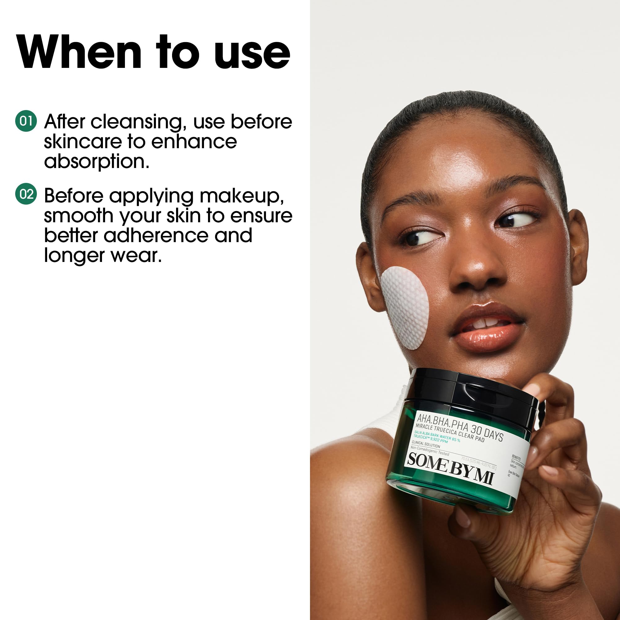 SOME BY MI AHA BHA PHA 30 Days Miracle Truecica Clear Pad – 70 Pads – Korean Exfoliating Centella Face Toner Pads – Gently Clears Impurities, Refines Pores & Smooths Skin Texture – Korean Skin Care - Image 7