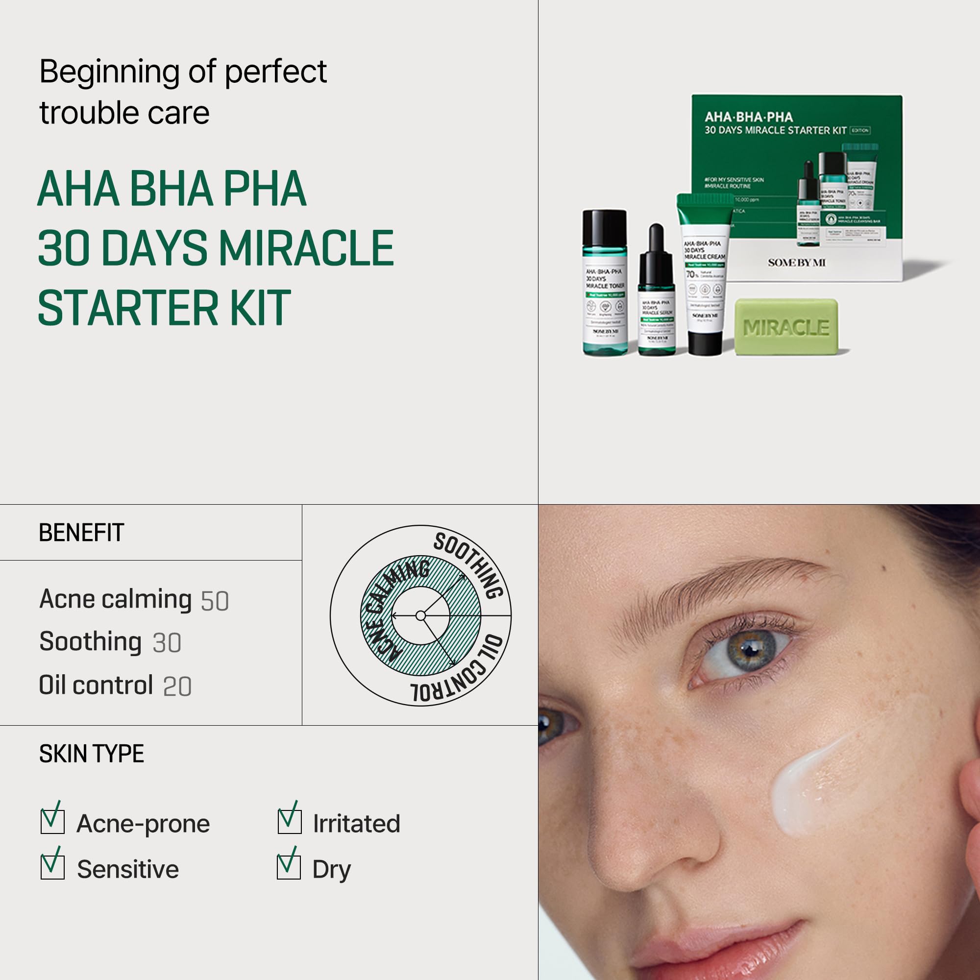 SOME BY MI AHA BHA PHA 30Days Starter Kit - Toner 1.01Oz, Serum 0.33Oz, Cream 0.7Oz, Cleansing Bar 1.05Oz - Mild Exfoliating Daily Skin Care Set - Skin Wastes, Sebum, Oiliness Care - Korean Skin Care - Image 3