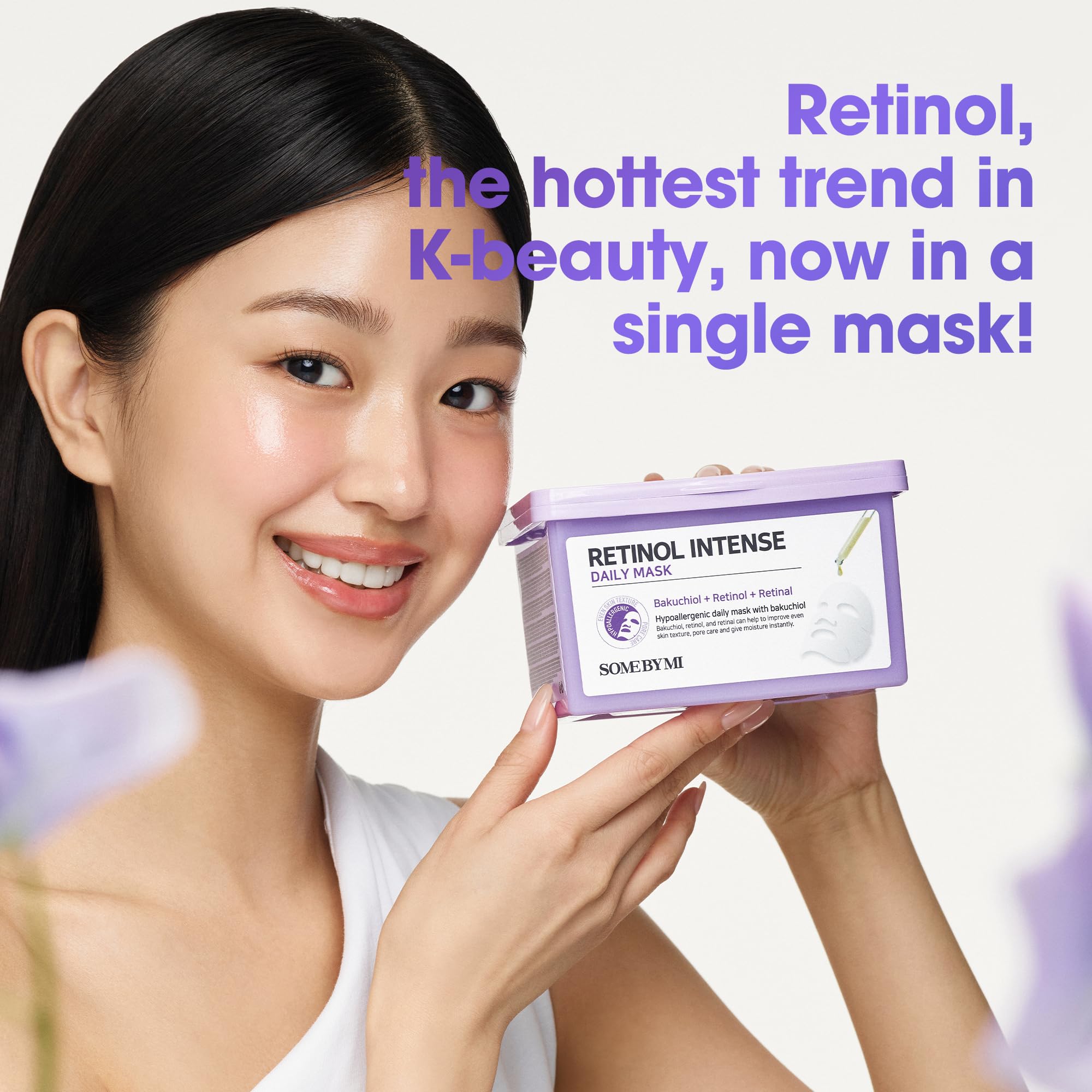 SOME BY MI Retinol Intense Daily Mask - 30 Sheets, 11.8Oz - Mild Korean Retinol Vegan Face Sheet Mask for Glass Skin Routine - Skin Texture, Elasticity and Aging Sign Care - Korean Skin Care - Image 3