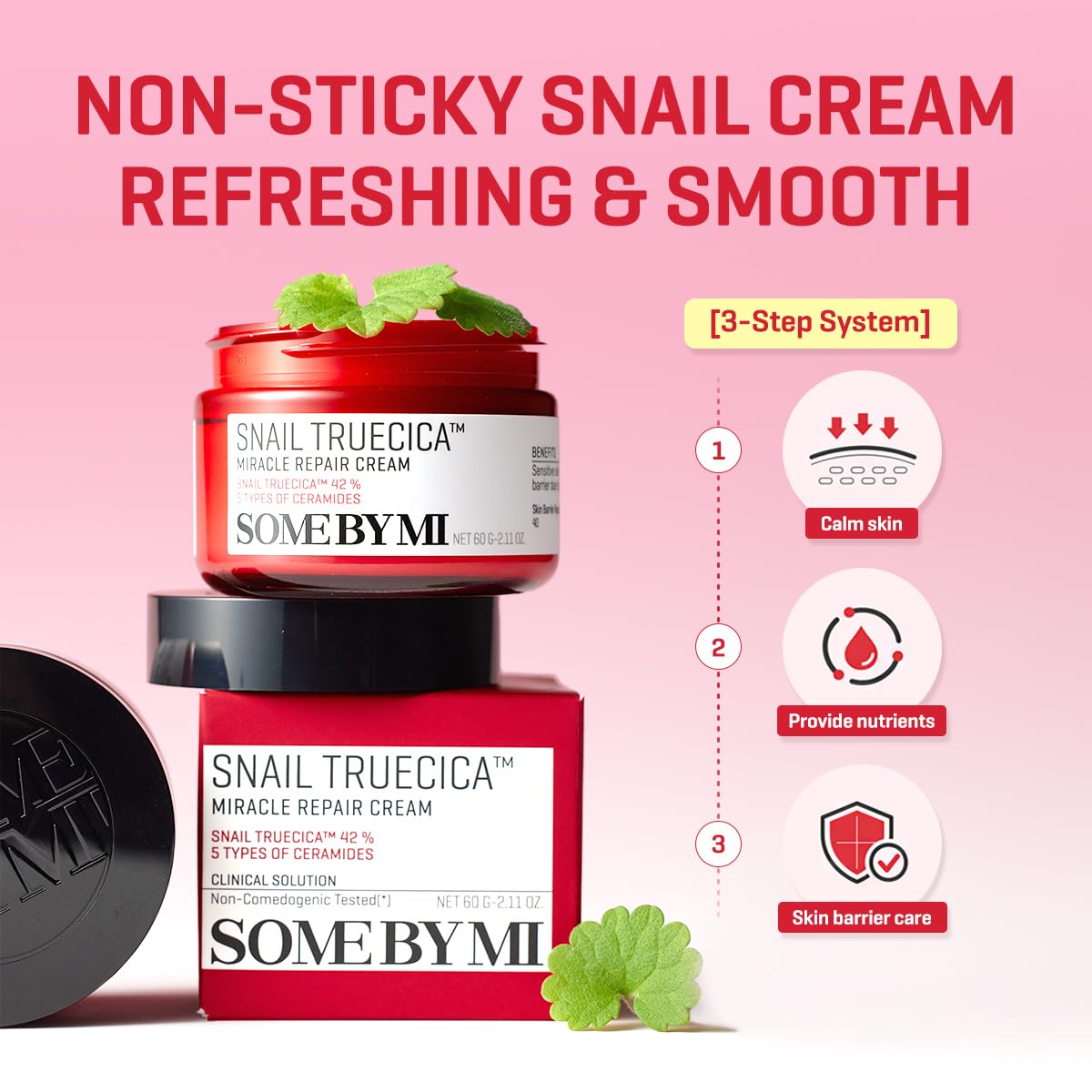 SOME BY MI Snail Truecica Miracle Repair Cream - 2.02Oz, 60ml - Made from Snail Mucin for Sensitive Skin - Daily Repair Face Moisturizer for Acne Marks and Strengthen Skin Barrier - Korean Skin Care - Image 5