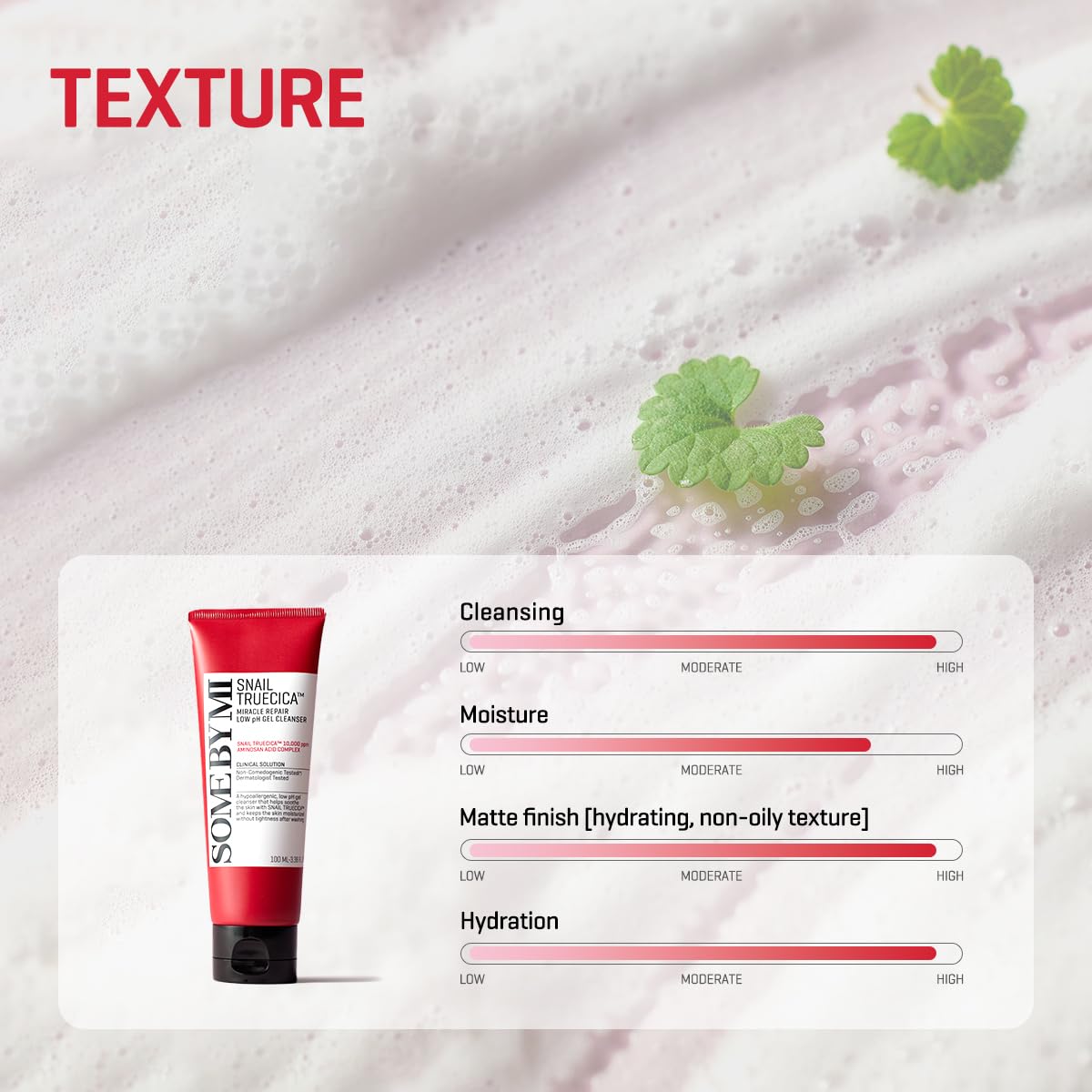 SOME BY MI Snail Truecica Miracle Repair Low pH Gel Cleanser - 3.38Oz, 100ml - Made from Snail Mucin for Sensitive Skin - Daily Face Wash for Deep Cleansing and Skin Moisturizing - Korean Skin Care - Image 6