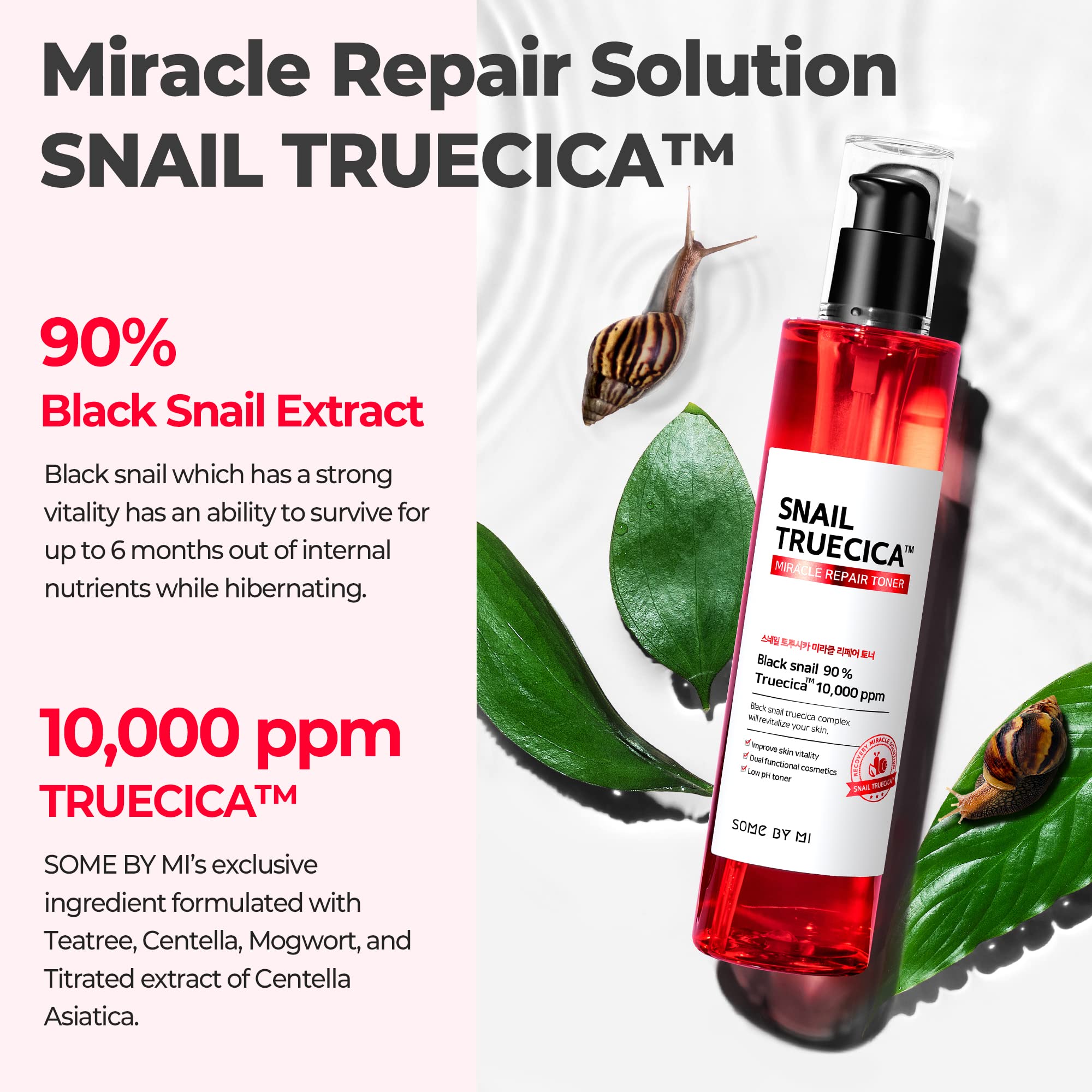 SOME BY MI Snail Truecica Miracle Repair Toner - 4.6Oz, 135ml - Made from Snail Mucin for Sensitive Skin - Daily Repair Face Toner with Skin Texture and Pigmentation Care - Korean Skin Care - Image 5