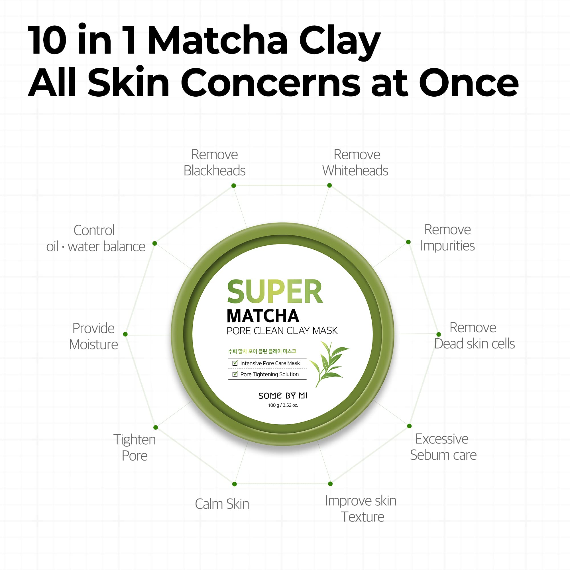 SOME BY MI Super Matcha Pore Clean Clay Mask - 3.52Oz, 100g - Made from Match Water for Sensitive Skin - Skin Moisturizing Effect with Sebum and Pore Care - Korean Skin Care - Image 5