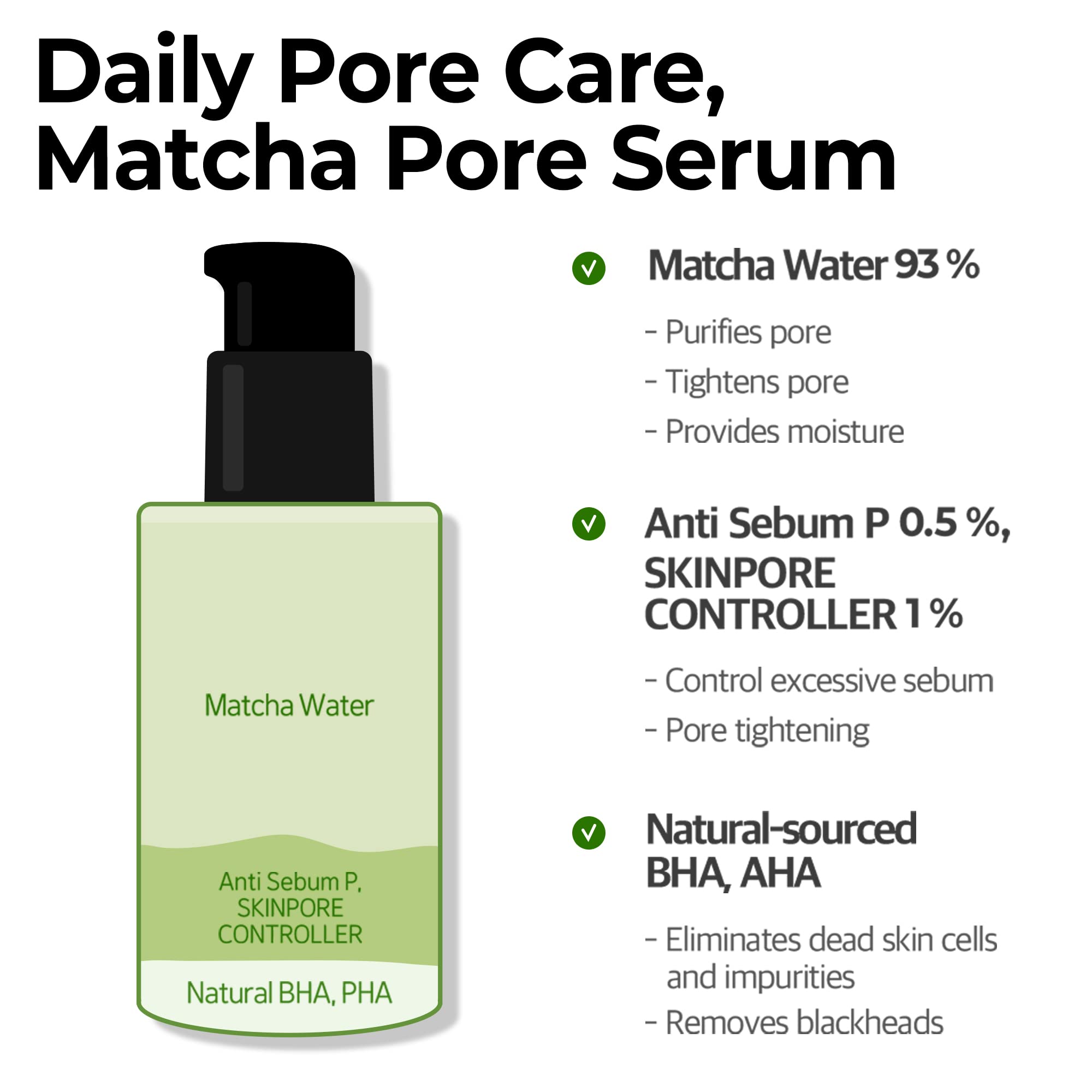 SOME BY MI Super Matcha Pore Tightening Serum - 1.69Oz, 50ml - Made from Match Water for Sensitive Skin - Skin Moisturizing and Purifying Effect - Blackheads, Sebum and Pore Care - Korean Skin Care - Image 4