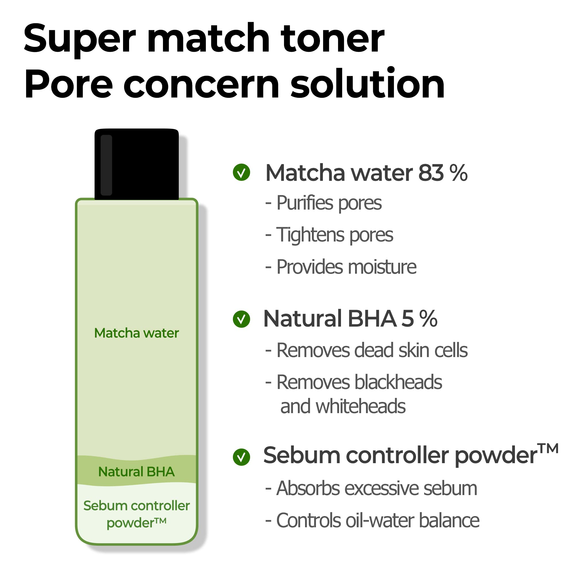 SOME BY MI Super Matcha Pore Tightening Toner - 5.07Oz, 150ml - Made from Matcha Extracts for Sensitive Skin - Skin Moisturizing and Purifying - Blackheads, Sebum and Pore Care - Korean Skin Care - Image 5
