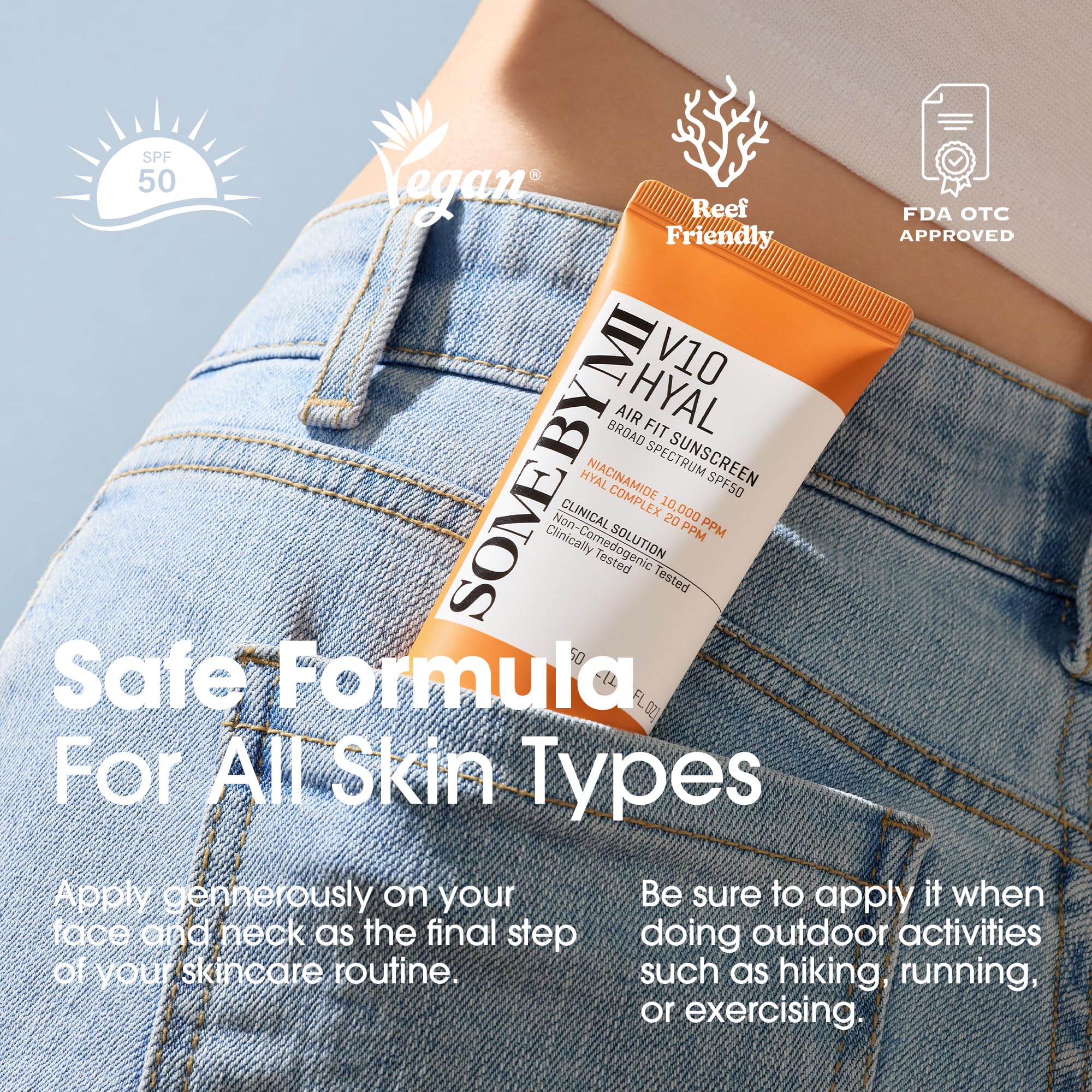 SOME BY MI V10 Hyal Air Fit Sunscreen & 2EA Lip Sun Protector Clear - Image 5