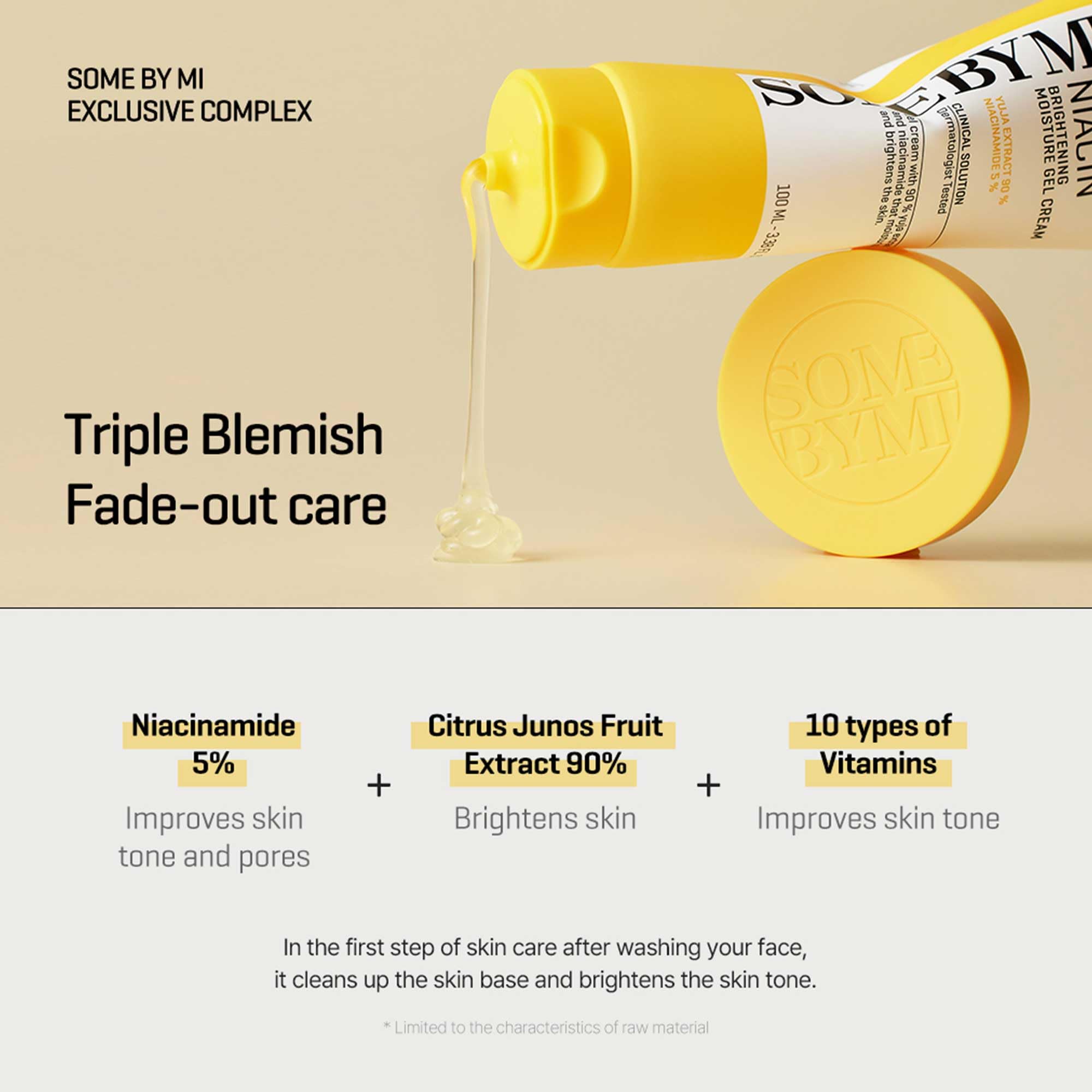 SOME BY MI Yuja Niacin Brightening Moisture Gel Cream - 3.38Oz, 100ml - Made from 10 Vitamin for Dull-Looking Skin - Mild Moisturizer for Skin Calming, Melasma and Blemish Care - Korean Skin Care - Image 3